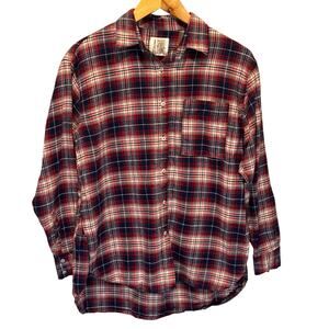 A Shirt Thing Plaid Oversized Flannel Button Down Shirt - size Small